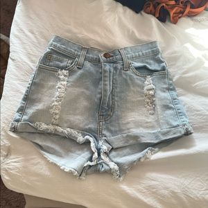 Blue denim shorts